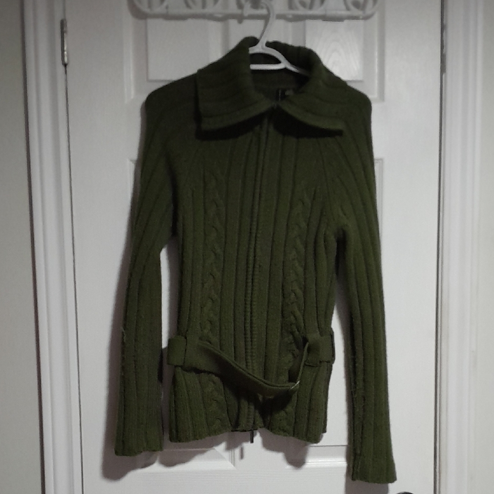Mariposa Forest Green Cable Knit Cardigan